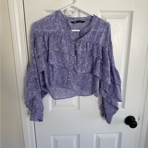 Zara Lavender Ruffle Tiered Blouse